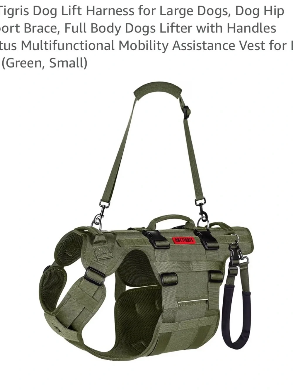 OneTigris Dog Lift Harness Large Dogs, Dog Hip Support Brace Body Lifter